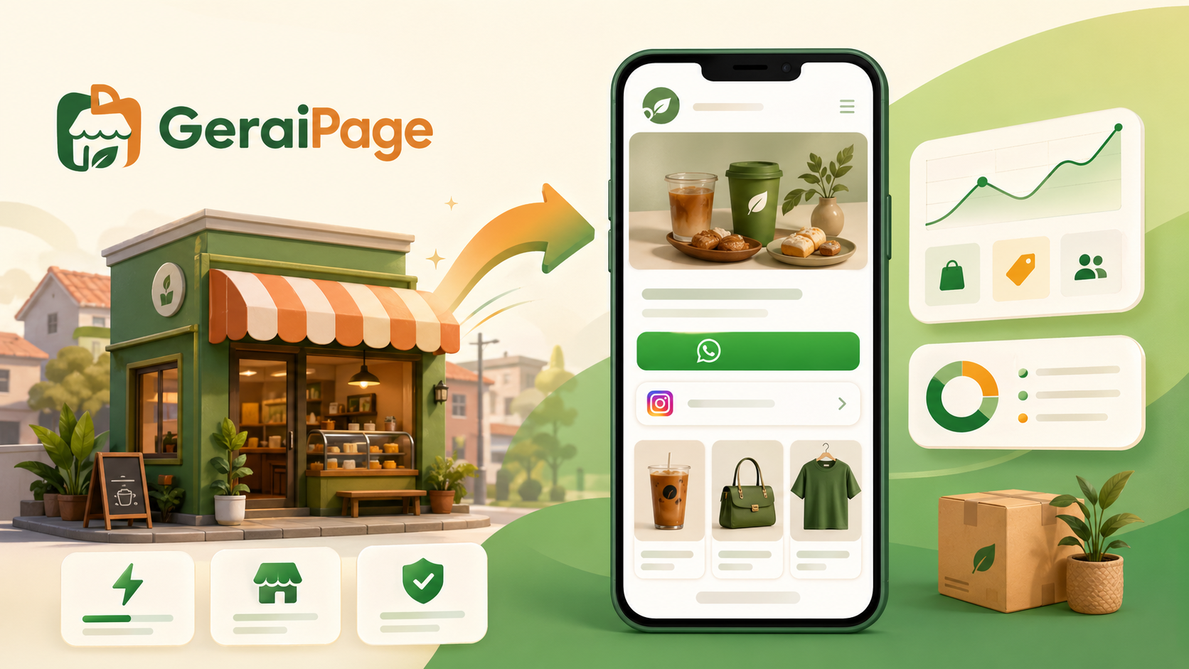 Ilustrasi GeraiPage: halaman jualan digital untuk UMKM